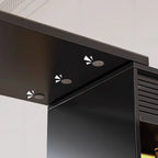 Modern Black Wood Convertible Space-Saving Storage Bar Tables