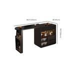 Modern Black Wood Convertible Space-Saving Storage Bar Tables