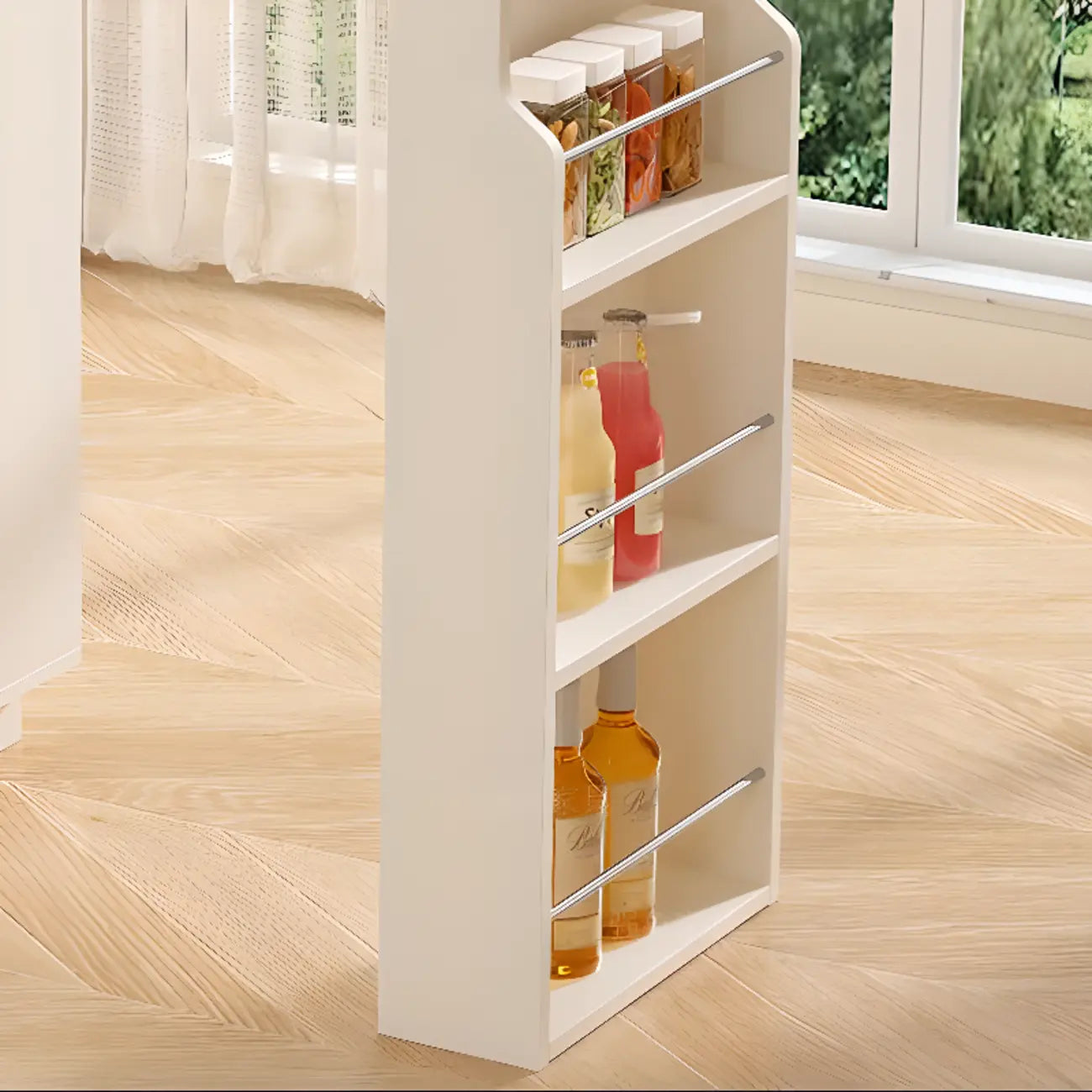Modern Free Form White Slate Wood Storage Bar Tables