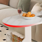 Modern Free Form White Slate Wood Storage Bar Tables