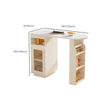 Modern Free Form White Slate Wood Storage Bar Tables