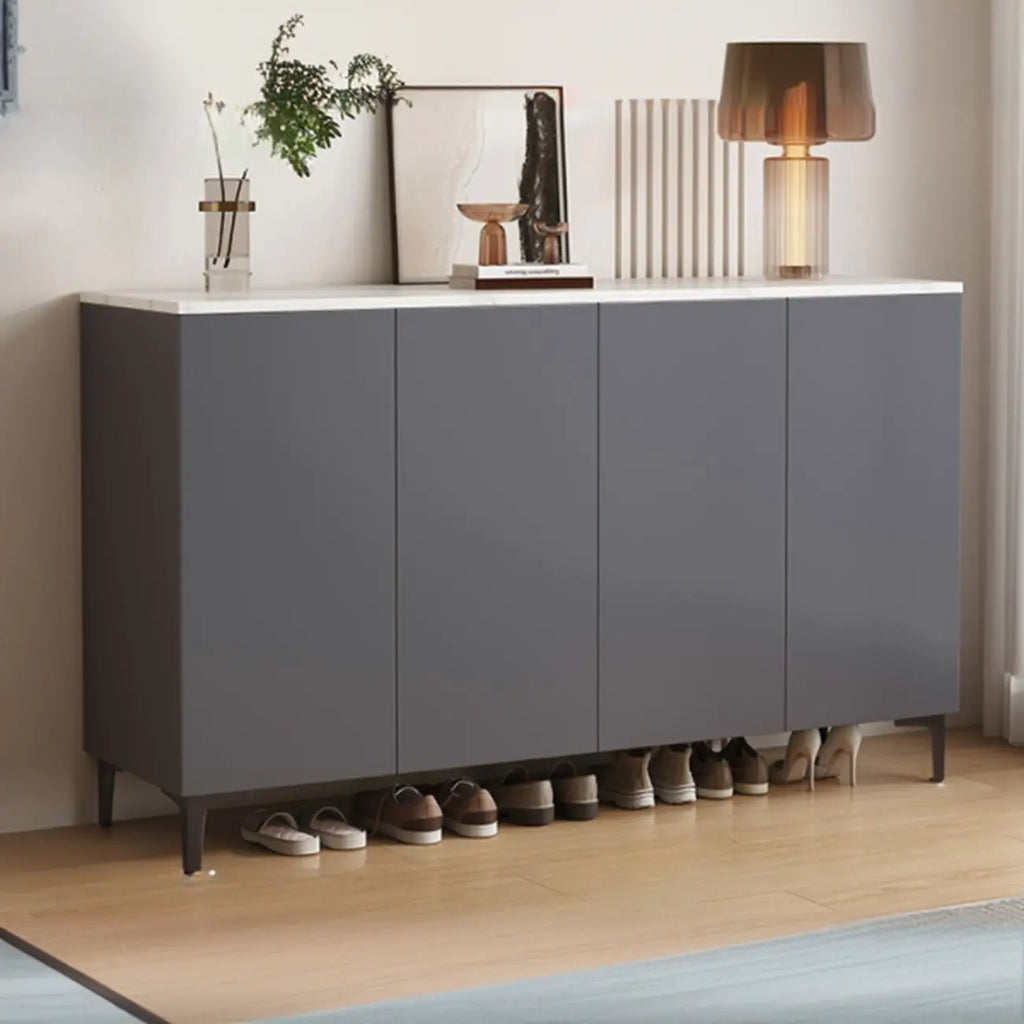 5-Tier Compact Modern Off-White Entryway Shoe Cabinet