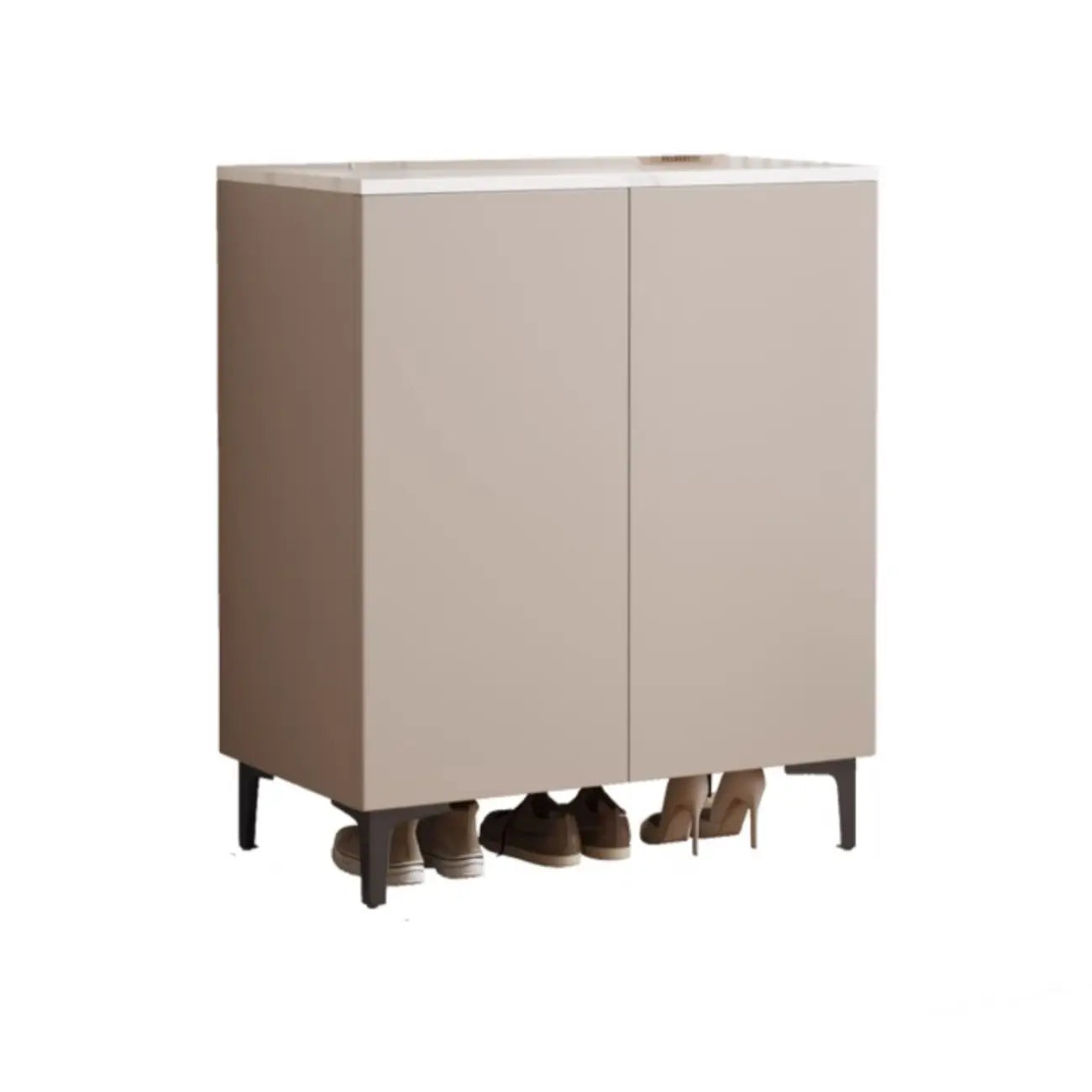 5-Tier Compact Modern Off-White Entryway Shoe Cabinet