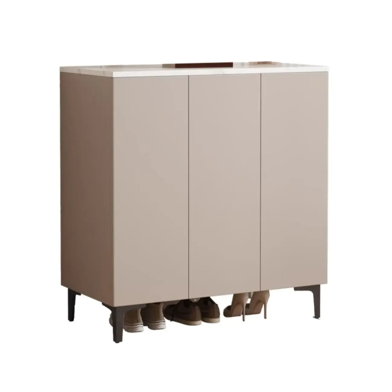 5-Tier Compact Modern Off-White Entryway Shoe Cabinet