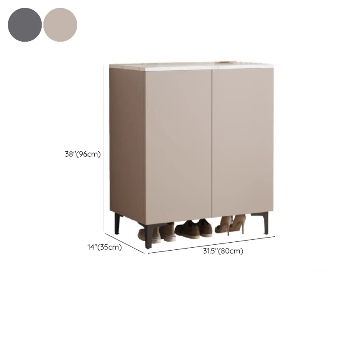 5-Tier Compact Modern Off-White Entryway Shoe Cabinet