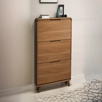 3-Tier Drop-Front Wood Entryway Shoe Storage