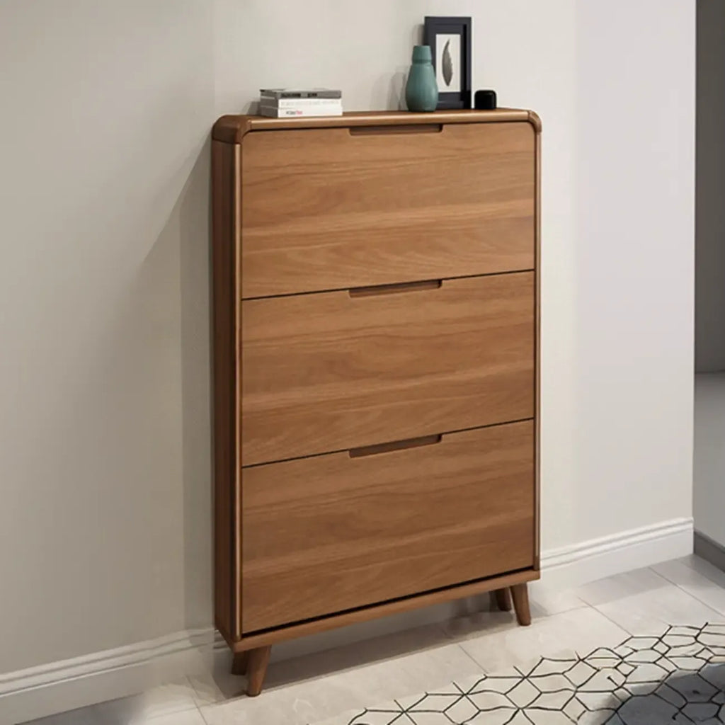 3-Tier Drop-Front Wood Entryway Shoe Storage