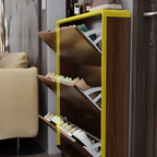 3-Tier Drop-Front Wood Entryway Shoe Storage