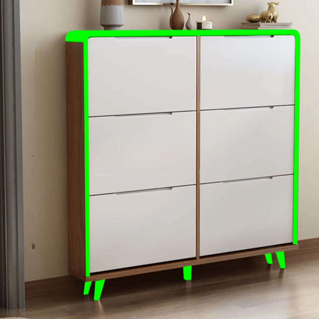 3-Tier Drop-Front Wood Entryway Shoe Storage