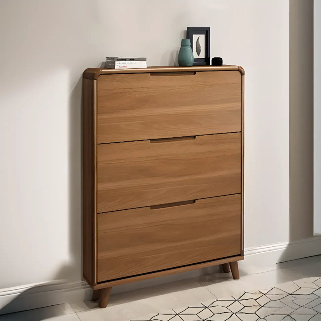 3-Tier Drop-Front Wood Entryway Shoe Storage