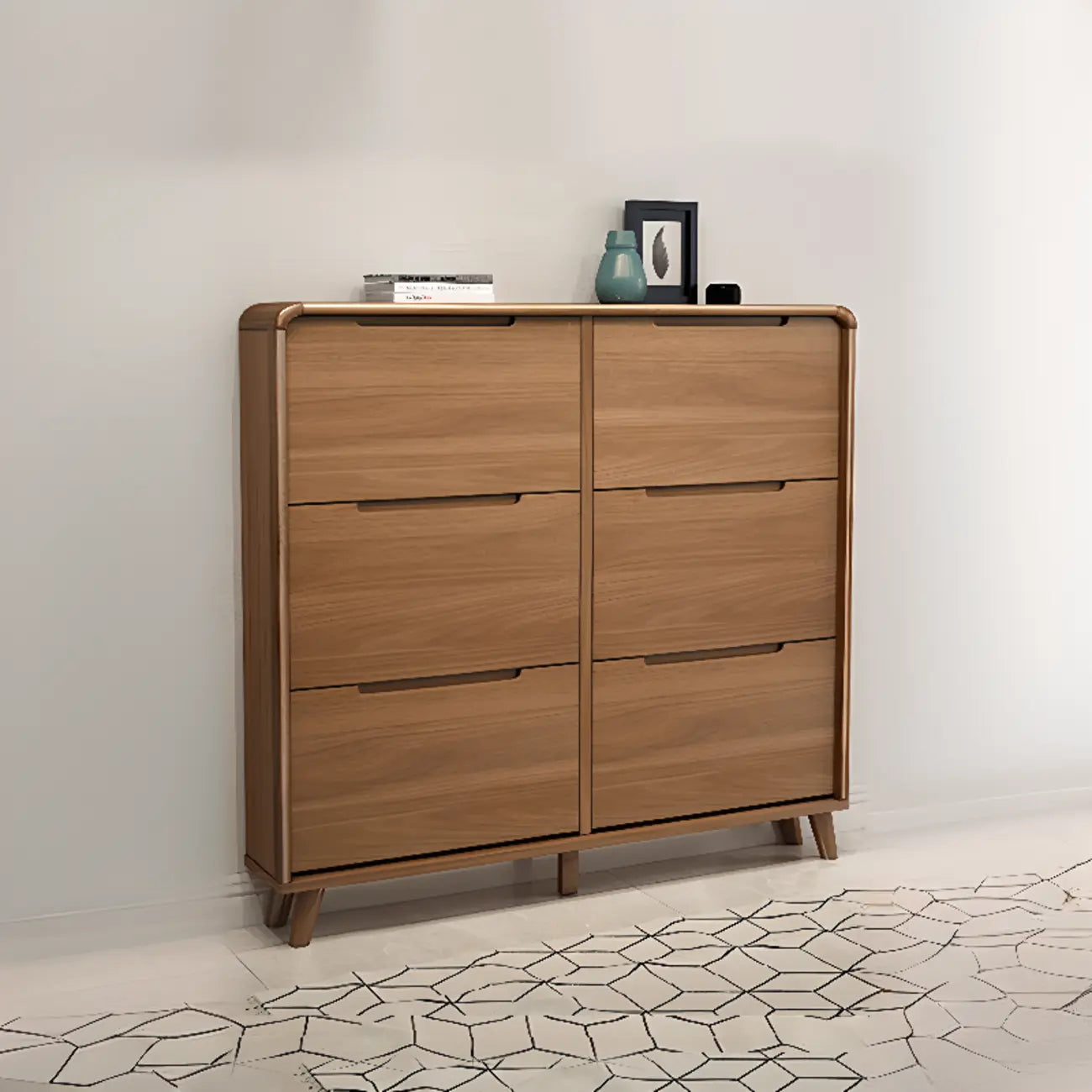 3-Tier Drop-Front Wood Entryway Shoe Storage
