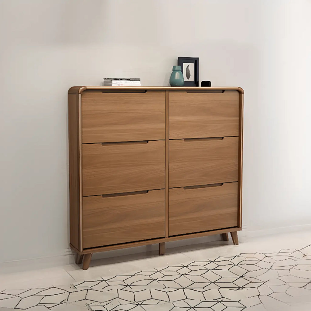 3-Tier Drop-Front Wood Entryway Shoe Storage