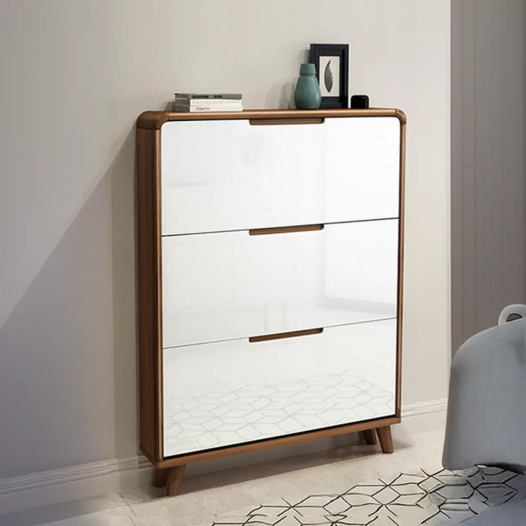 3-Tier Drop-Front Wood Entryway Shoe Storage
