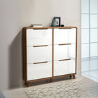 3-Tier Drop-Front Wood Entryway Shoe Storage