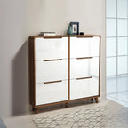3-Tier Drop-Front Wood Entryway Shoe Storage