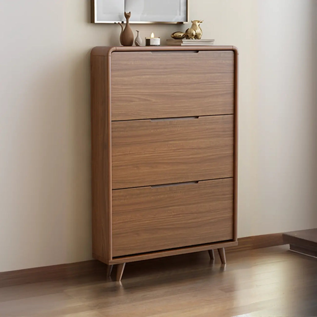 3-Tier Drop-Front Wood Entryway Shoe Storage