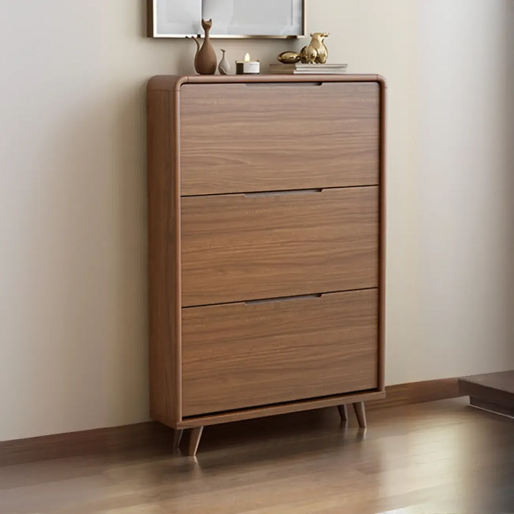 3-Tier Drop-Front Wood Entryway Shoe Storage