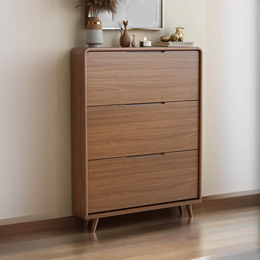 3-Tier Drop-Front Wood Entryway Shoe Storage