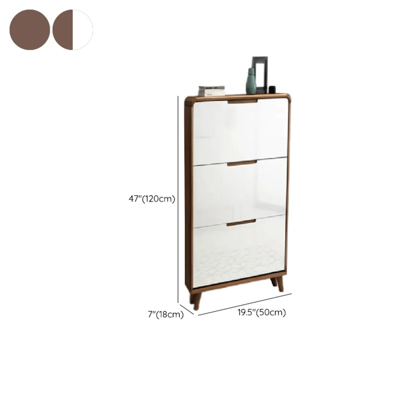 3-Tier Drop-Front Wood Entryway Shoe Storage