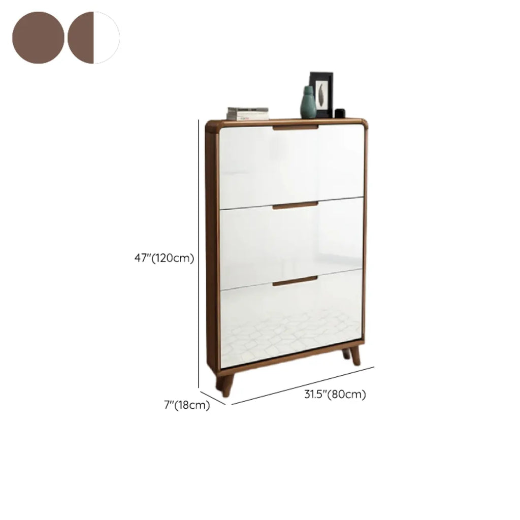 3-Tier Drop-Front Wood Entryway Shoe Storage