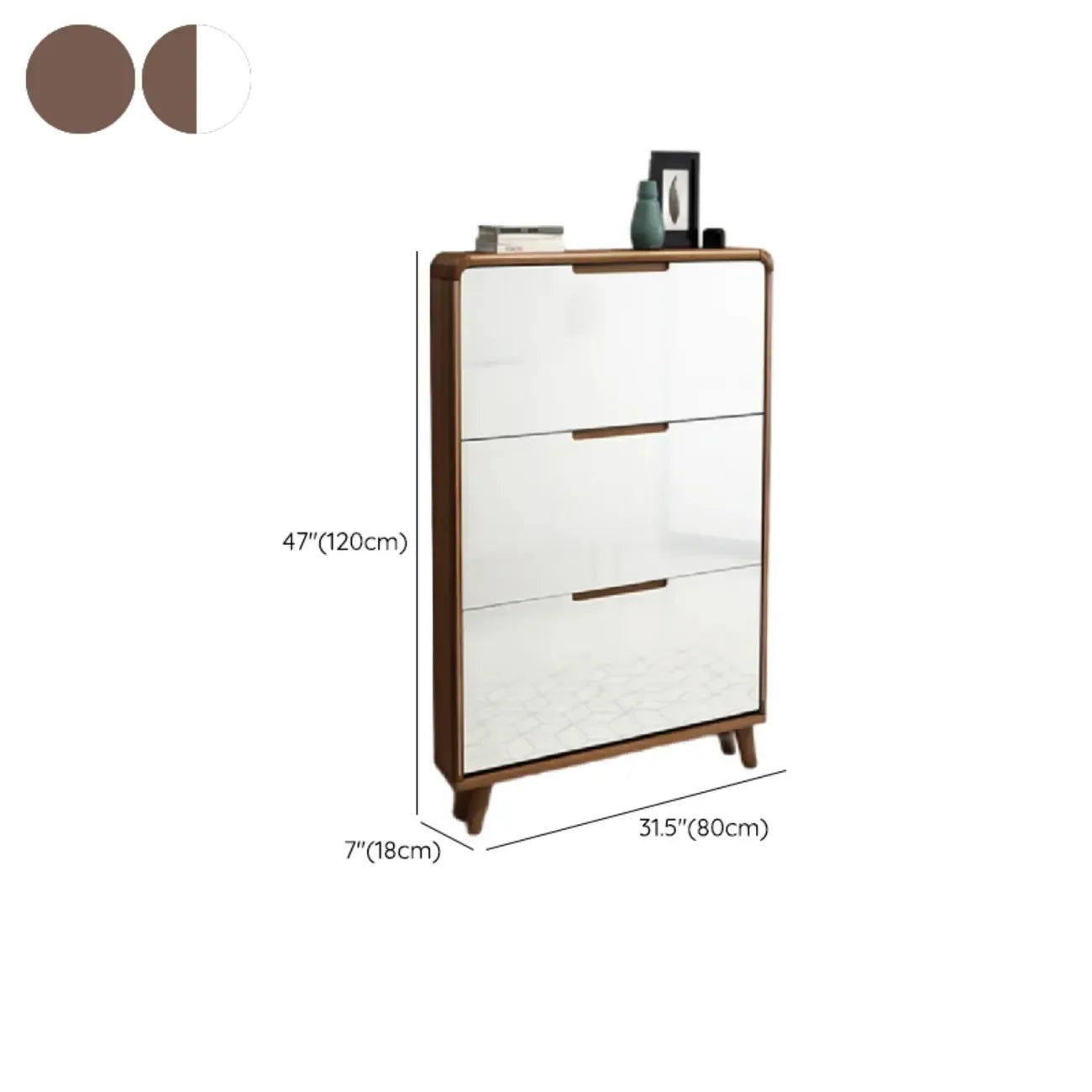 3-Tier Drop-Front Wood Entryway Shoe Storage