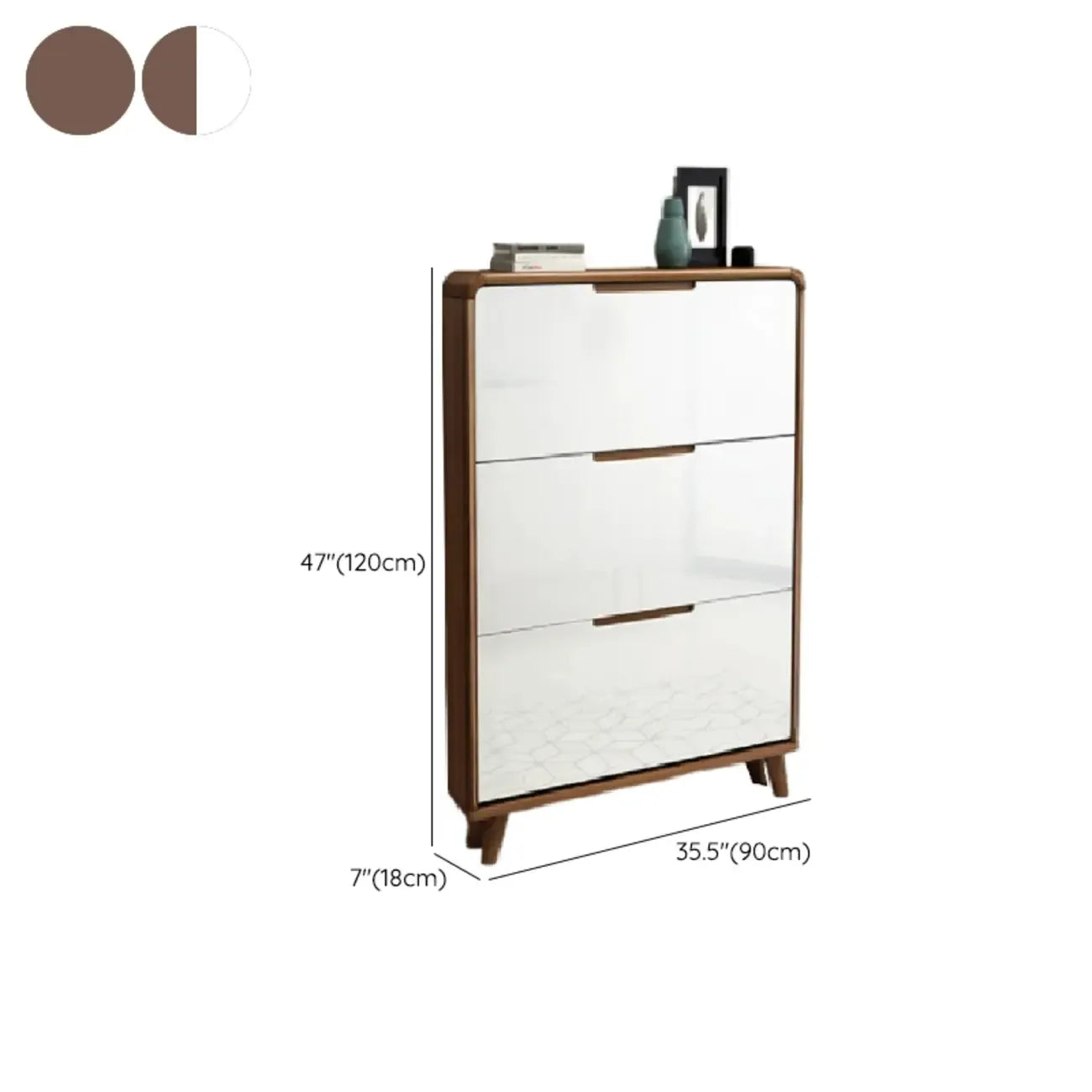3-Tier Drop-Front Wood Entryway Shoe Storage