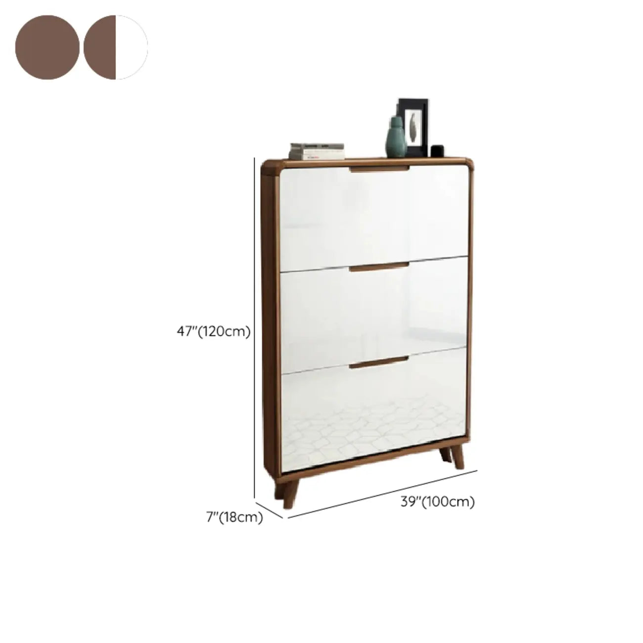 3-Tier Drop-Front Wood Entryway Shoe Storage