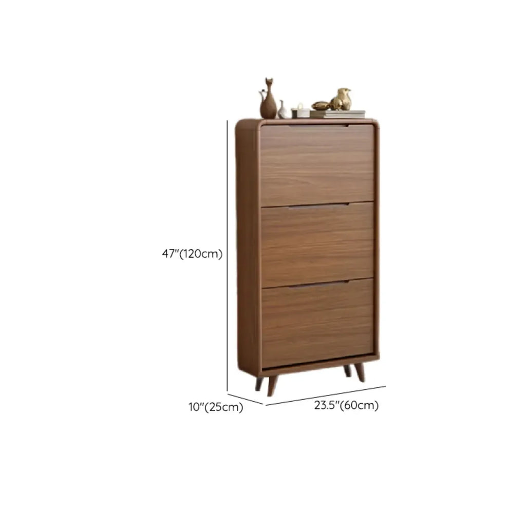 3-Tier Drop-Front Wood Entryway Shoe Storage