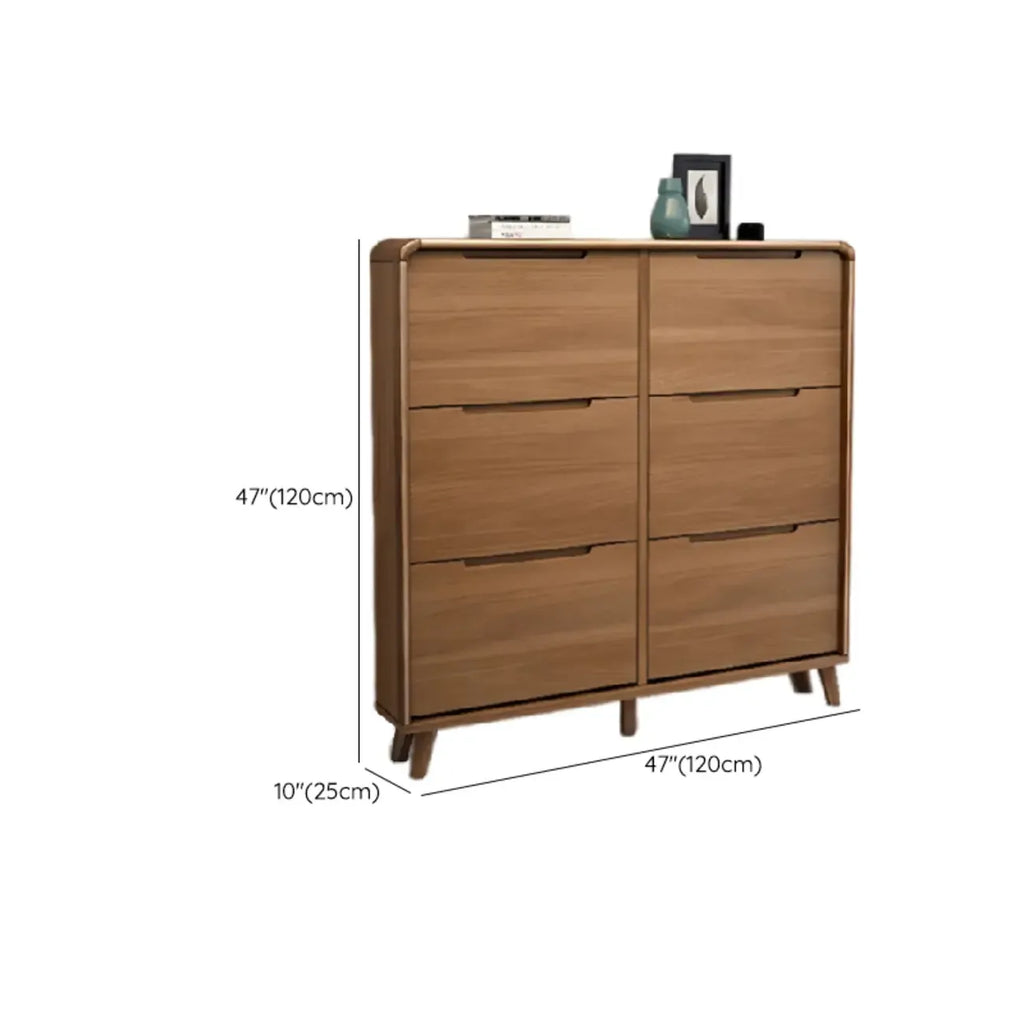 3-Tier Drop-Front Wood Entryway Shoe Storage