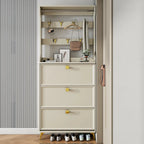 Drop-Front Adjustable Modern White Wood Narrow Shoe Cabinet