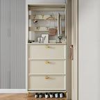 Drop-Front Adjustable Modern White Wood Narrow Shoe Cabinet