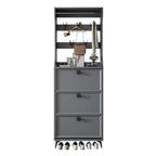 Drop-Front Adjustable Modern White Wood Narrow Shoe Cabinet