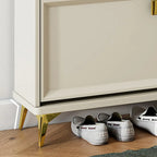 Drop-Front Adjustable Modern White Wood Narrow Shoe Cabinet