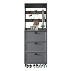 Drop-Front Adjustable Modern White Wood Narrow Shoe Cabinet