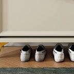 Drop-Front Adjustable Modern White Wood Narrow Shoe Cabinet