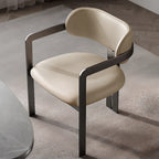 Modern Faux Leather Arm Dining Chair with Alloy Legs