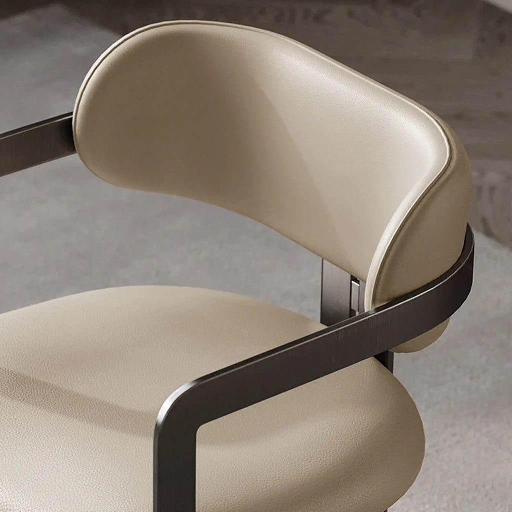 Modern Faux Leather Arm Dining Chair with Alloy Legs