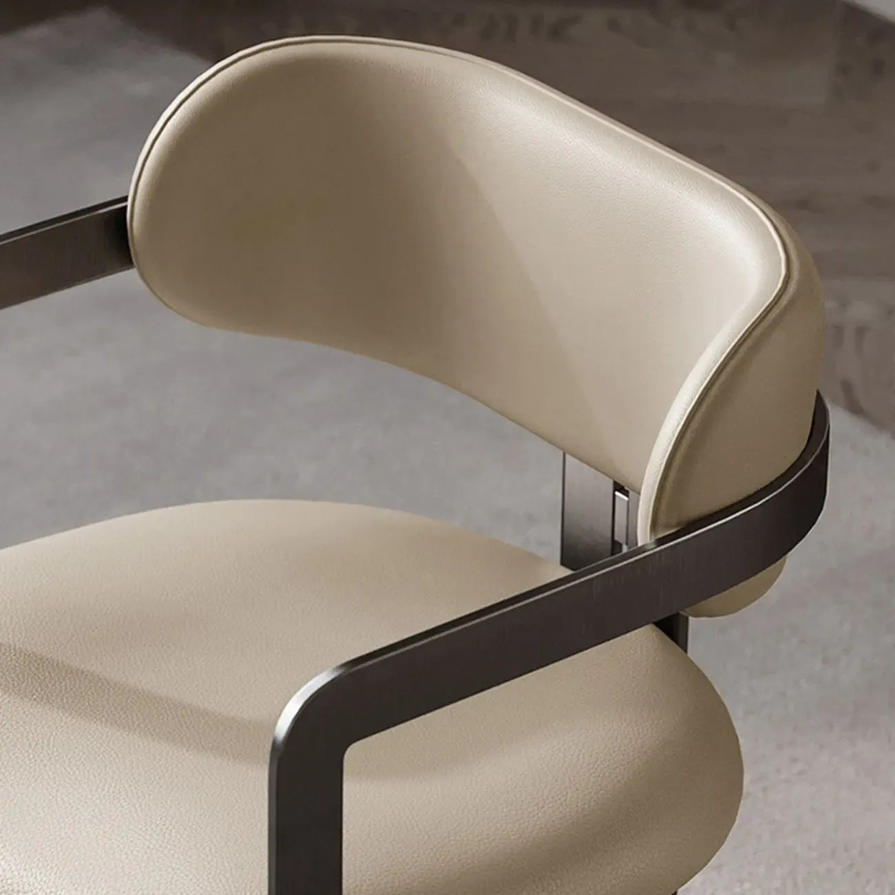Modern Faux Leather Arm Dining Chair with Alloy Legs