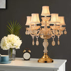 Luxury Gold Multi-Light Crystal Candelabra Table Lamp