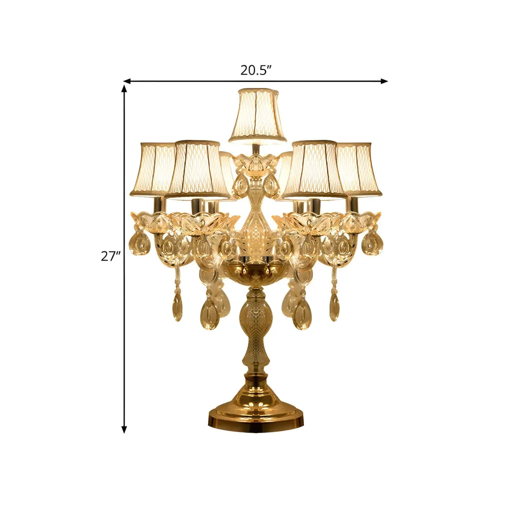 Luxury Gold Multi-Light Crystal Candelabra Table Lamp
