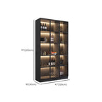 Contemporary Black Wood Glass Tall Display Storage Cabinet