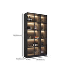 Contemporary Black Wood Glass Tall Display Storage Cabinet