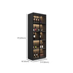 Contemporary Black Wood Glass Tall Display Storage Cabinet