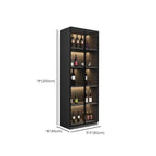 Contemporary Black Wood Glass Tall Display Storage Cabinet