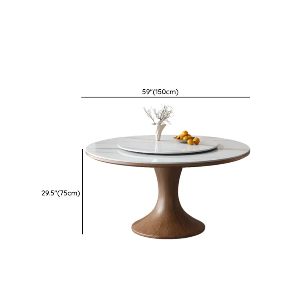Modern white wood rotating round dining table