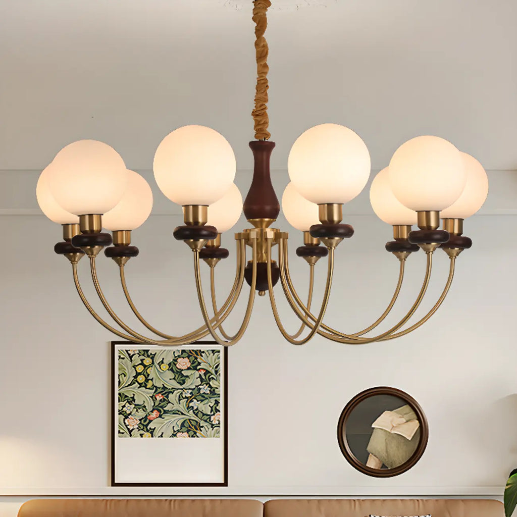 Gold Classic Globe Glass Chandelier Height Adjustable