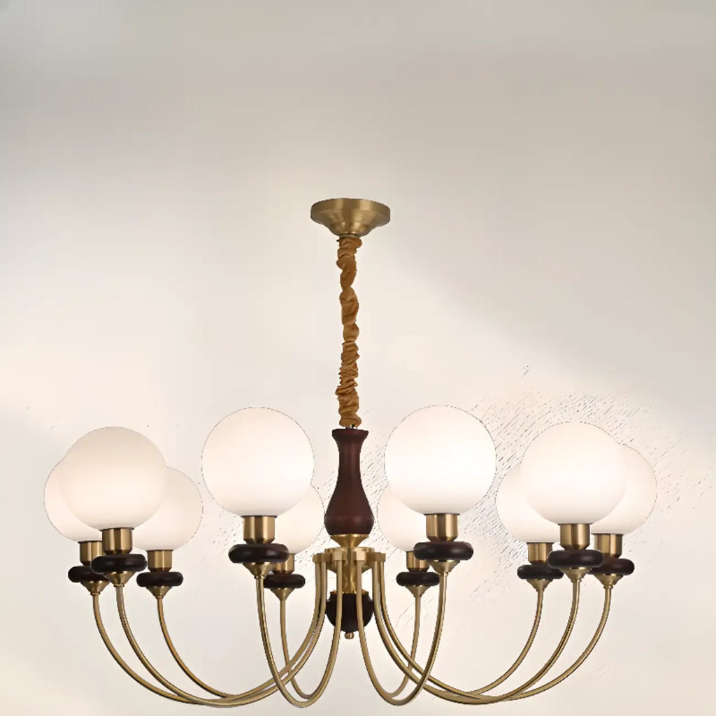 Gold Classic Globe Glass Chandelier Height Adjustable
