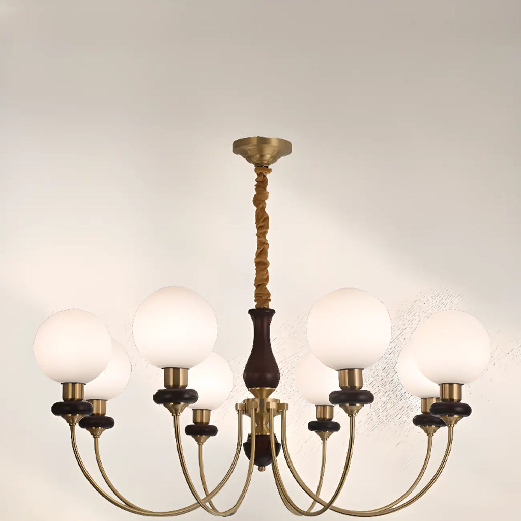 Gold Classic Globe Glass Chandelier Height Adjustable