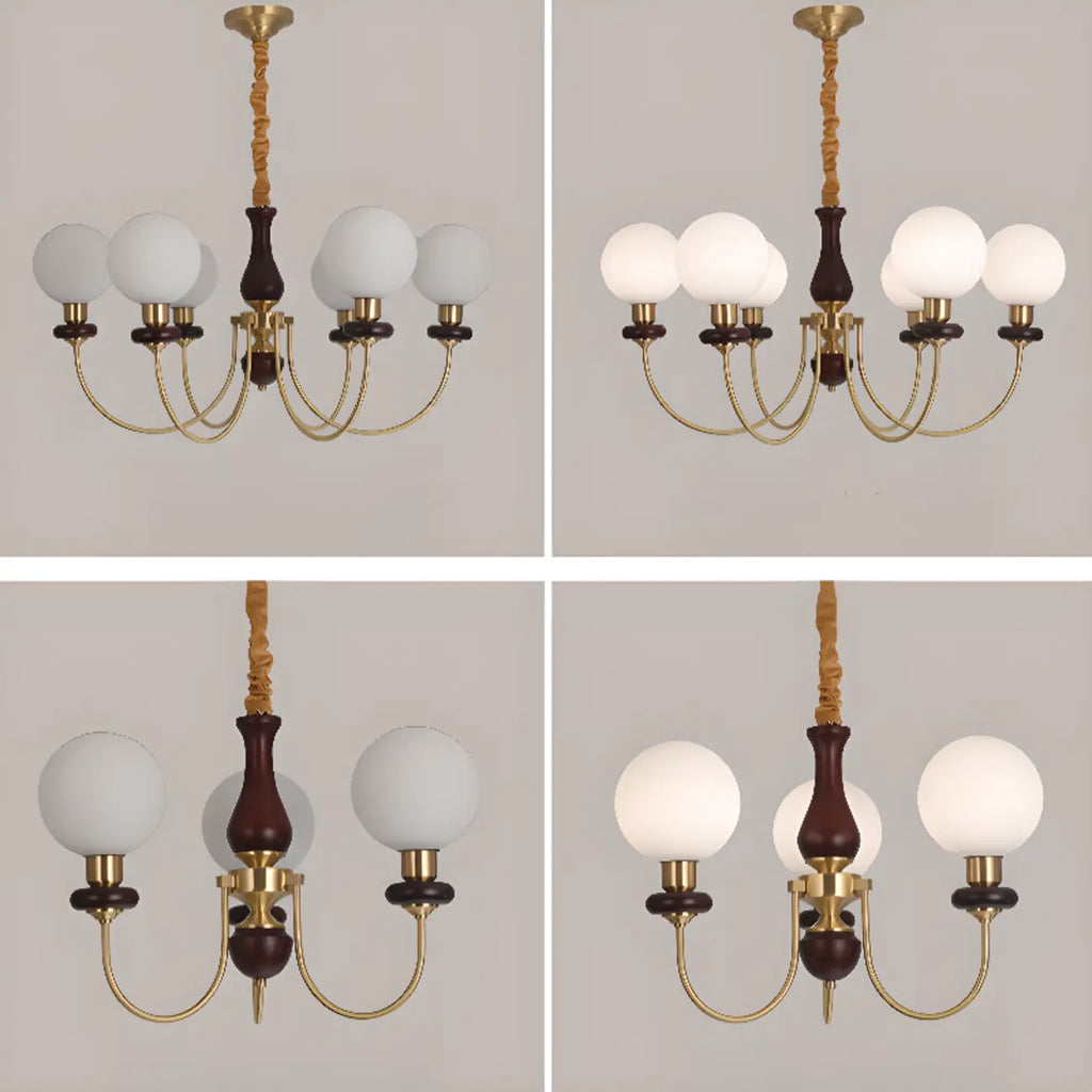 Gold Classic Globe Glass Chandelier Height Adjustable