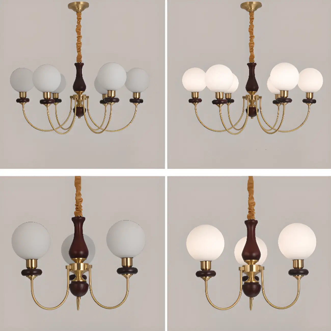 Gold Classic Globe Glass Chandelier Height Adjustable